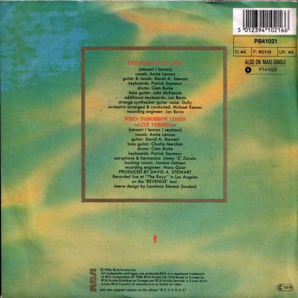 Eurythmics : The Miracle Of Love (7", Single)