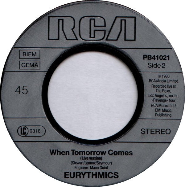 Eurythmics : The Miracle Of Love (7", Single)