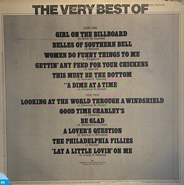 Del Reeves : The Very Best Of Del Reeves (LP, Comp, RE)