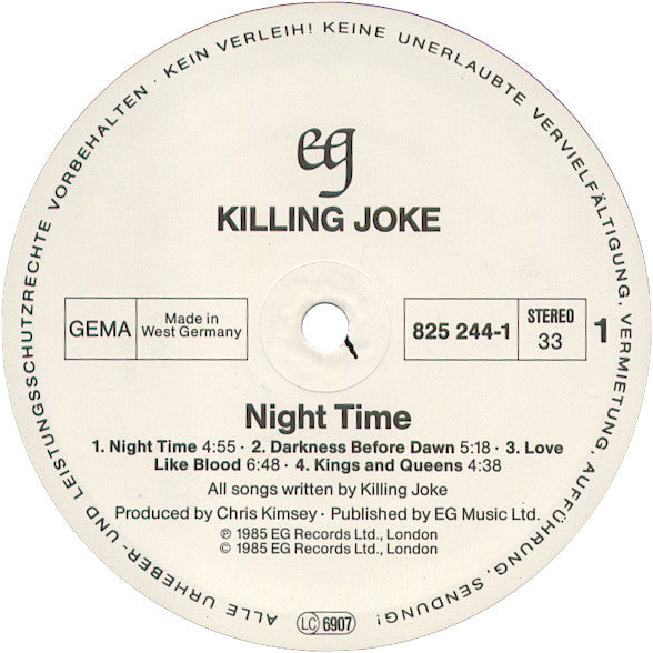 Killing Joke : Night Time (LP, Album)