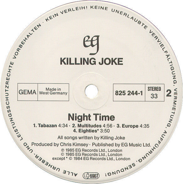 Killing Joke : Night Time (LP, Album)