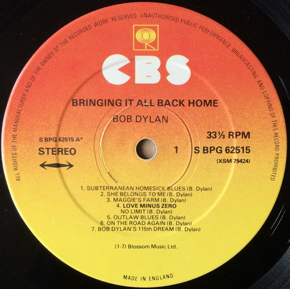 Bob Dylan : Bringing It All Back Home (LP, Album, RP)