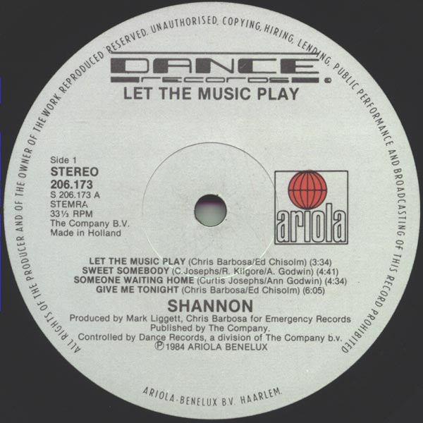Shannon : Let The Music Play (LP, Album)