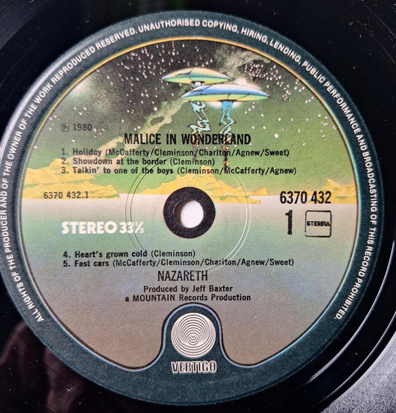 Nazareth (2) : Malice In Wonderland (LP, Album)