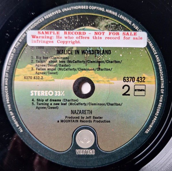 Nazareth (2) : Malice In Wonderland (LP, Album)