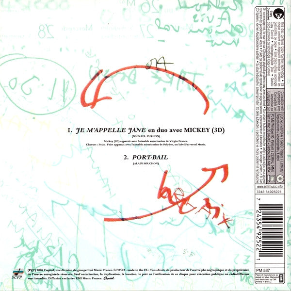 Jane Birkin En Duo Avec Mickey 3D : Je M'appelle Jane (CD, Single, Car)