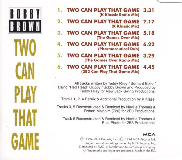 Bobby Brown : Two Can Play That Game (The K Klass Mixes) (CD, Maxi)