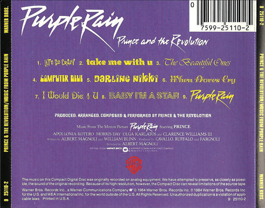 Prince And The Revolution : Purple Rain (CD, Album, DAD)