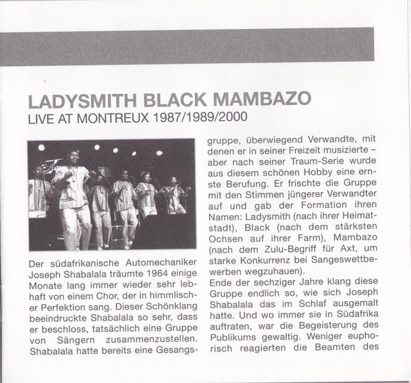 Ladysmith Black Mambazo : Live At Montreux 1987/1989/2000 (CD, Comp, RE, Dig)