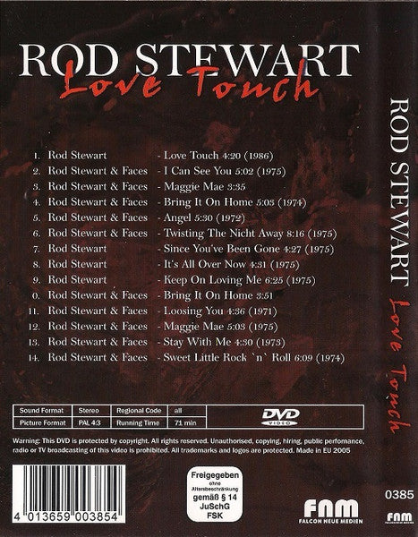 Rod Stewart : Love Touch. (DVD, PAL)