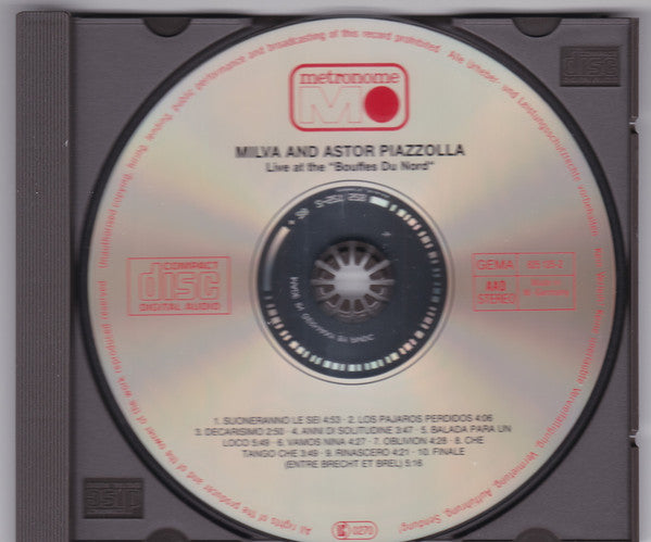 Milva And Astor Piazzolla : Live At The "Bouffes Du Nord" (CD, Album, RE, PMD)
