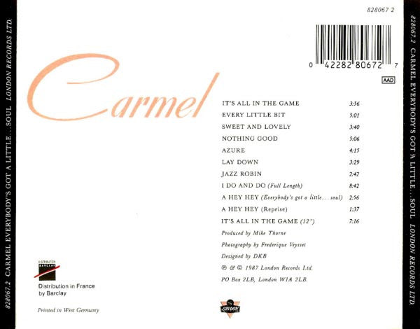 Carmel (2) : Everybody's Got A Little...Soul (CD, Album)