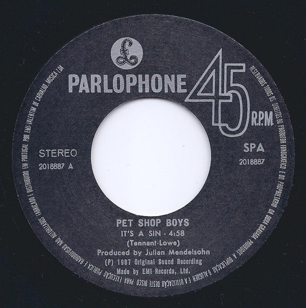 Pet Shop Boys : It's A Sin (7", Single)