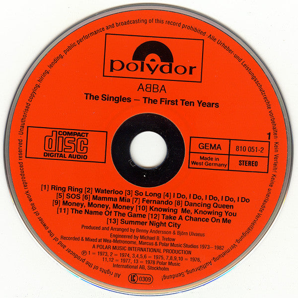 ABBA : The Singles (The First Ten Years) (2xCD, Comp, Red)