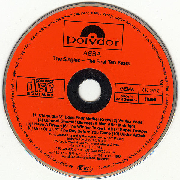 ABBA : The Singles (The First Ten Years) (2xCD, Comp, Red)