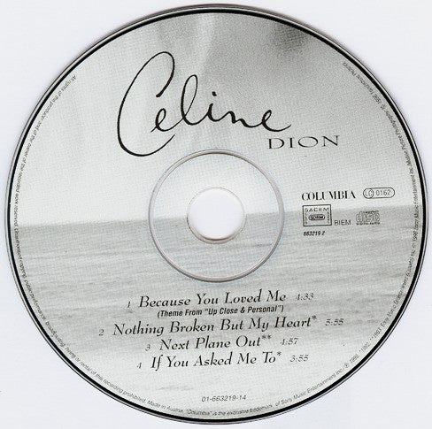 Céline Dion : Because You Loved Me (Theme From "Up Close & Personal") (CD, Maxi)