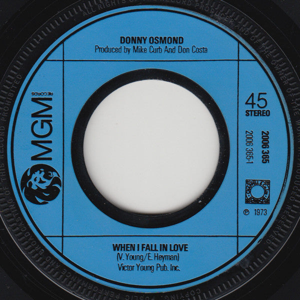 Donny Osmond : When I Fall In Love (7", Single)