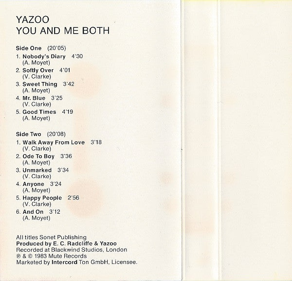 Yazoo : You And Me Both (Cass, Album)