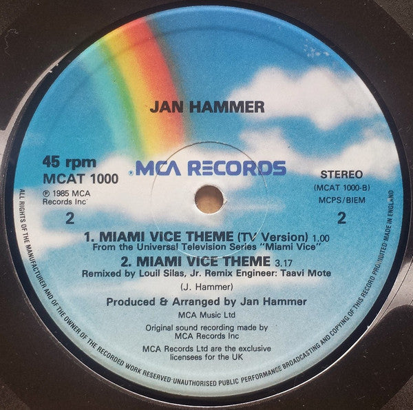 Jan Hammer : Miami Vice Theme (12", Gen)