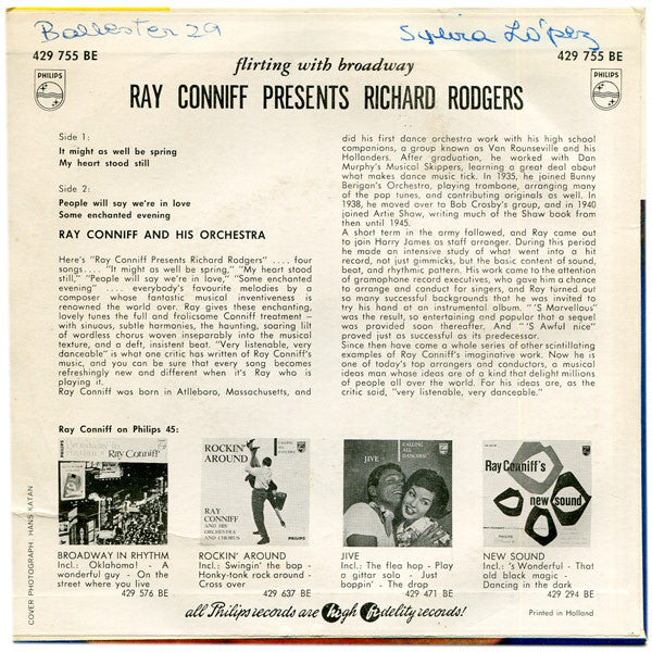 Ray Conniff And His Orchestra & Chorus : Flirting With Broadway (7", EP)