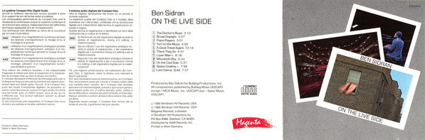 Ben Sidran : On The Live Side (CD, Album)