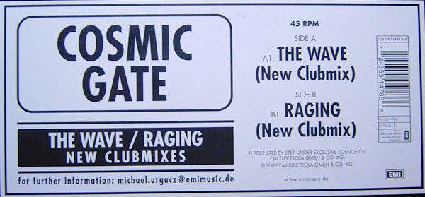 Cosmic Gate : The Wave / Raging (New Clubmixes) (12")