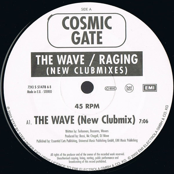 Cosmic Gate : The Wave / Raging (New Clubmixes) (12")