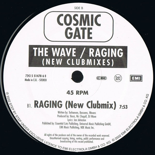 Cosmic Gate : The Wave / Raging (New Clubmixes) (12")