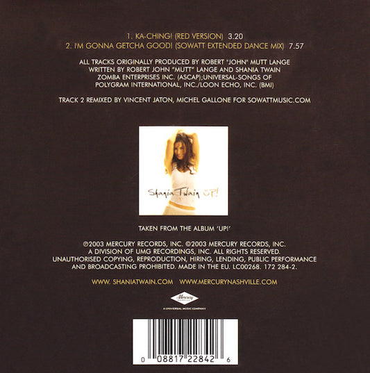 Shania Twain : Ka-Ching! (CD, Single, Car)