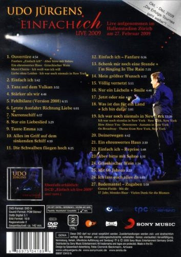 Udo Jürgens : Einfach Ich (Live 2009) (DVD-V, Copy Prot., PAL)