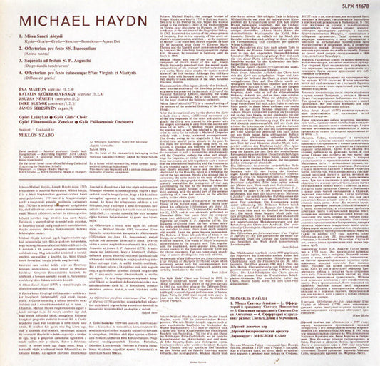 Michael Haydn, Győri Filharmonikus Zenekar, Miklós Szabó : Missa Sancti Aloysii (LP, Album)
