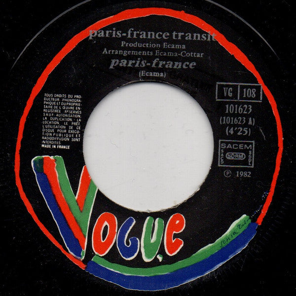 Paris France Transit : Paris France (7", Single)