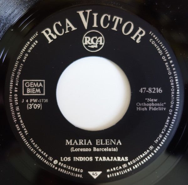 Los Indios Tabajaras : Maria Elena (7", Single)