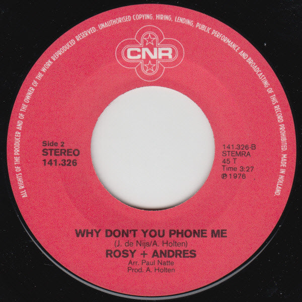 Rosy & Andres : I Was Born To Love (7", Single)