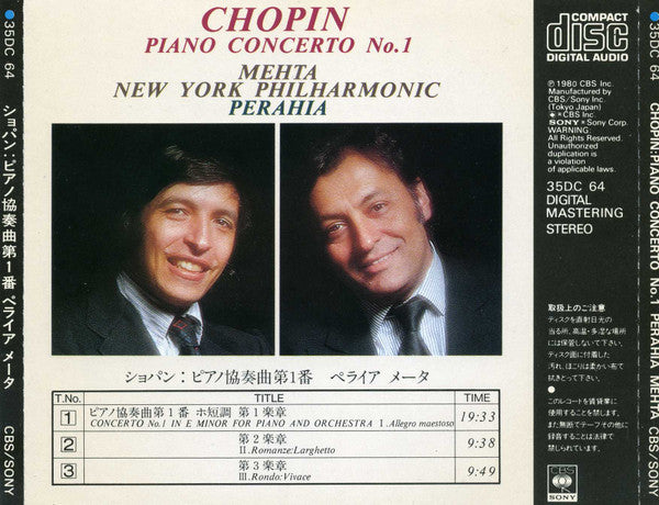 Zubin Mehta, New York Philharmonic, Murray Perahia - Frédéric Chopin : Piano Concerto No. 1 (CD, Album)