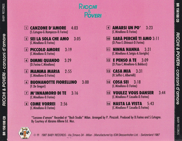 Ricchi E Poveri : Canzoni D'amore (CD, Comp)