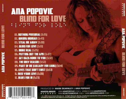 Ana Popović : Blind For Love (CD, Album)