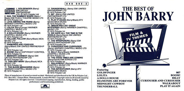 John Barry : The Best Of John Barry (CD, Comp)