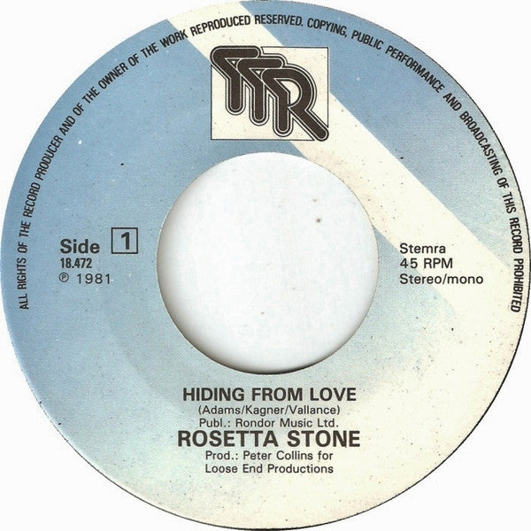 Rosetta Stone (2) : Hiding From Love (7", Single)