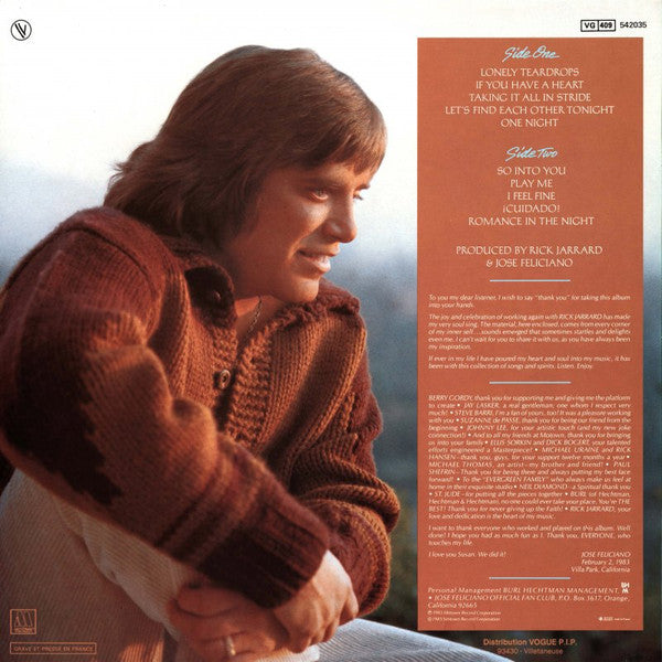 José Feliciano : Romance In The Night (LP, Album)