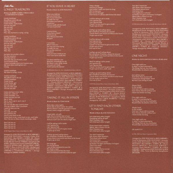 José Feliciano : Romance In The Night (LP, Album)