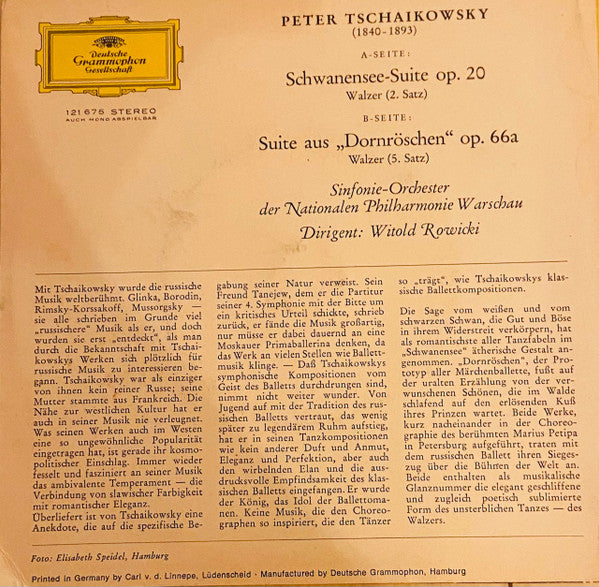 Pyotr Ilyich Tchaikovsky, Orkiestra Symfoniczna Filharmonii Narodowej, Witold Rowicki : Walzer Aus "Schwanensee"  - " Dornröschen"  (7")