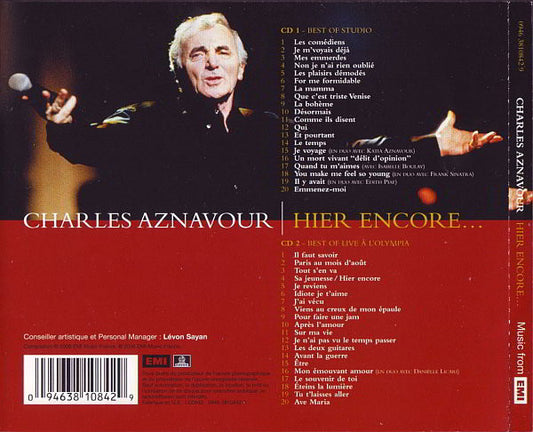 Charles Aznavour : Hier Encore… (Best Of Studio Et Live À L'Olympia) (2xCD, Comp)