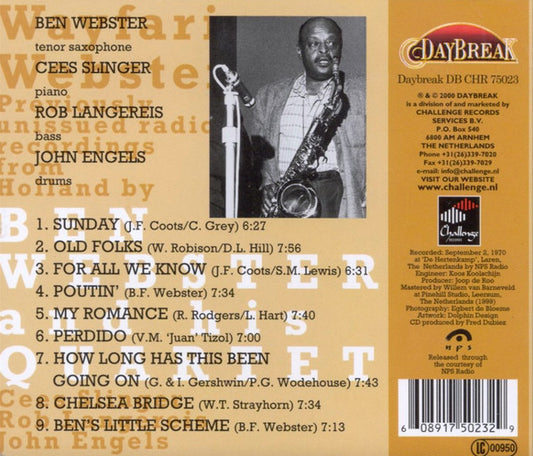 Ben Webster Quartet : Wayfaring Webster (CD)