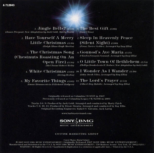 Barbra Streisand : A Christmas Album (CD, Album, RE)