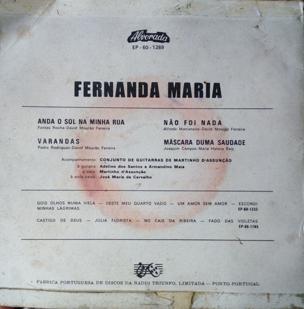 Fernanda Maria : Anda O Sol Na Minha Rua (7", EP)