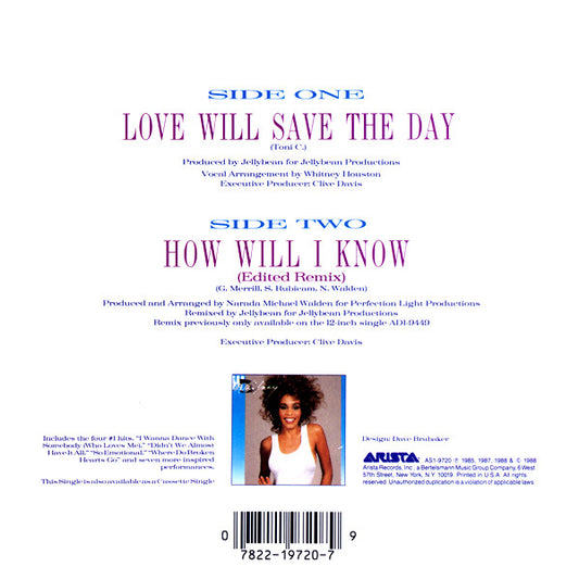 Whitney Houston : Love Will Save The Day (7", Single, SRC)