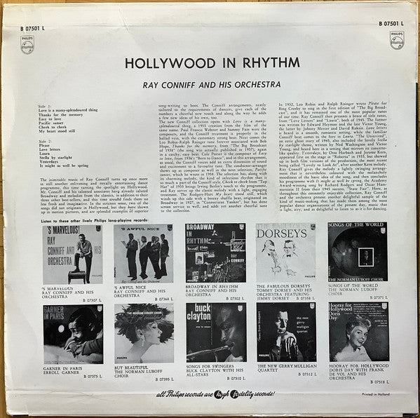 Ray Conniff & His Orchestra : Hollywood In Rhythm (LP, Album, Mono)