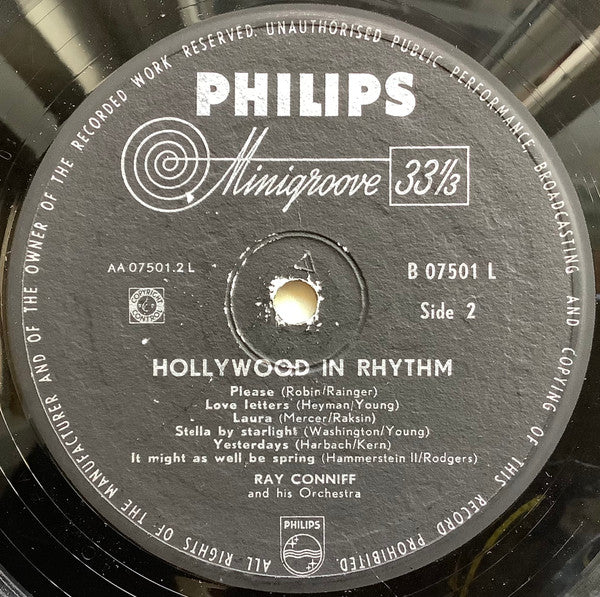 Ray Conniff & His Orchestra : Hollywood In Rhythm (LP, Album, Mono)