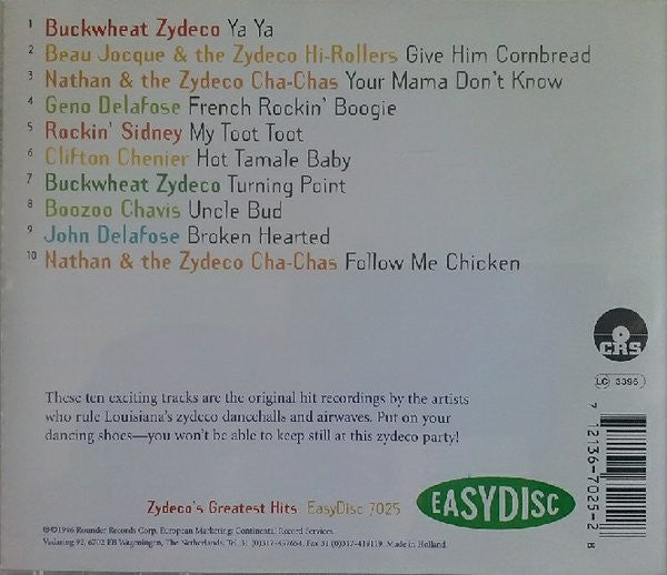 Various : Zydeco's Greatest Hits (CD, Comp)